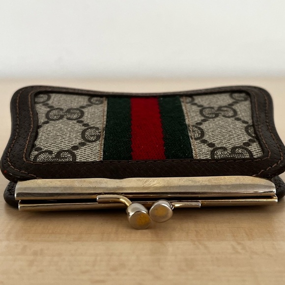 Rare Gucci Kiss Lock Coin Purse Shelly Line EUC Box Circa 1979-80 - Picture 4 of 16